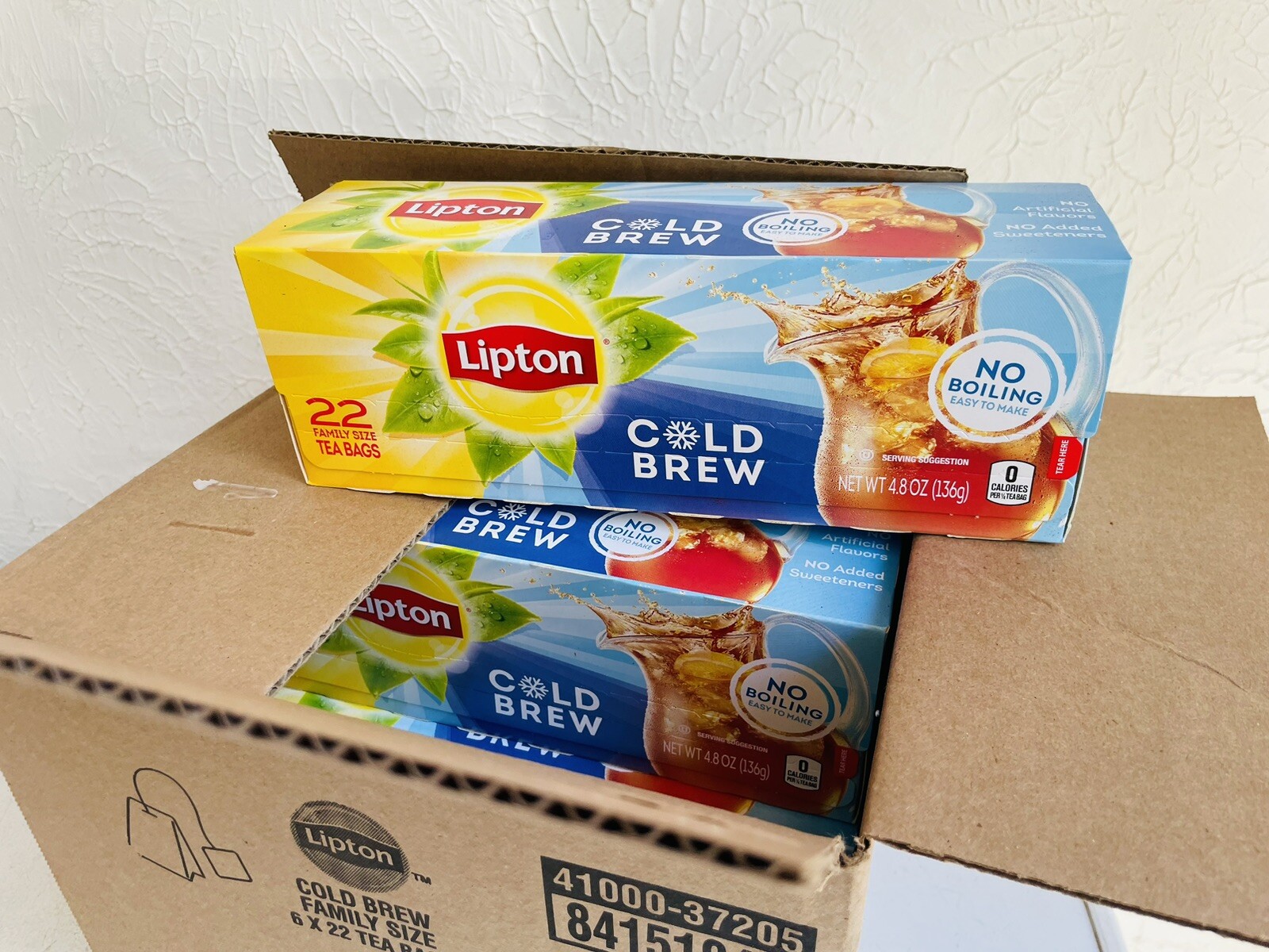 Lipton Cold Brew Iced Black Tea Bags, Family Size, 22 Count (Pack of 6)