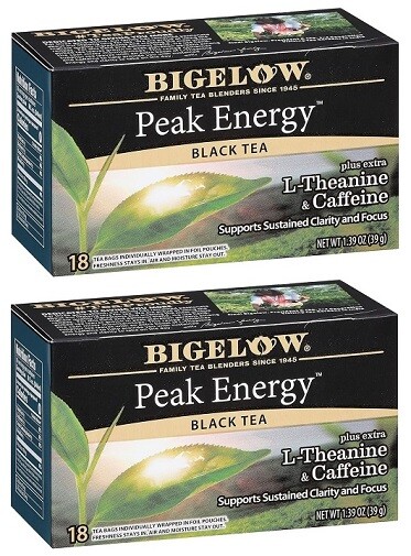 Bigelow Peak Energy Black Tea Plus Extra L-theanine & Caffeine 2 Pack