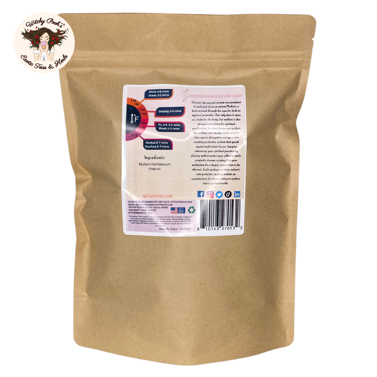 Witchy Pooh’s Mullein Leaf Tea – Loose Leaf Herb, Caffeine Free