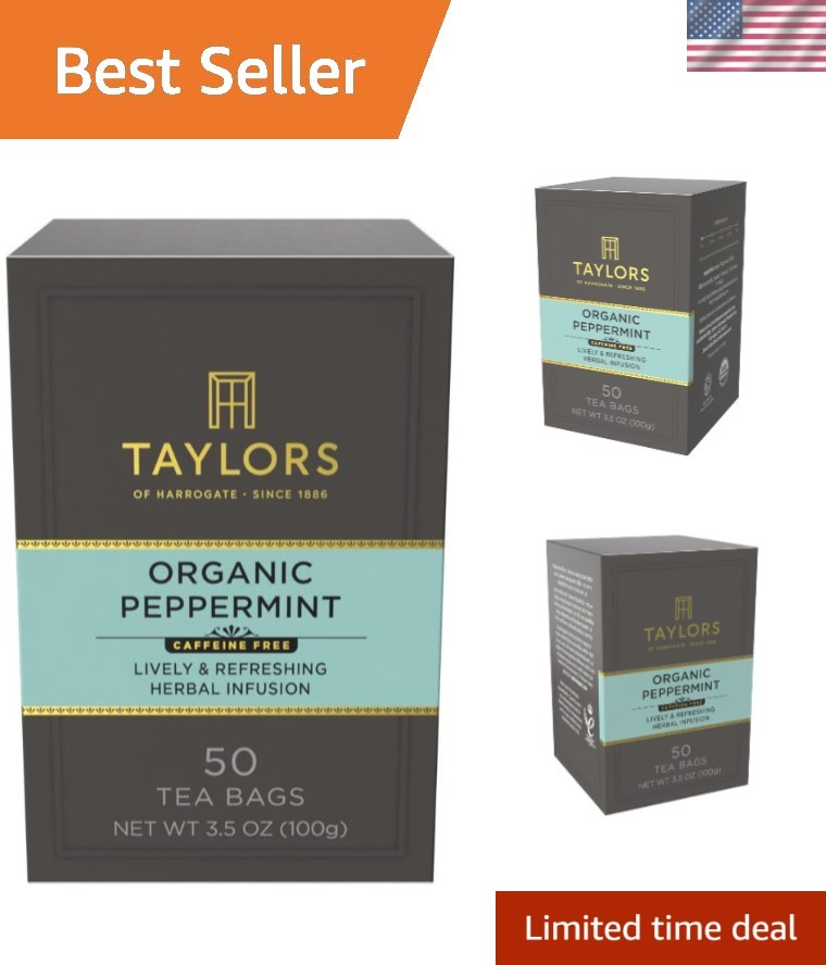 50 Count Organic Peppermint Tea Bags – Refreshing Herbal Delight, All-Natural