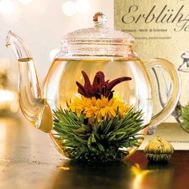 Tea Flowers Mix 6pcs Set Blooming Tea, Green Tea, White Tea & Black Tea in El…