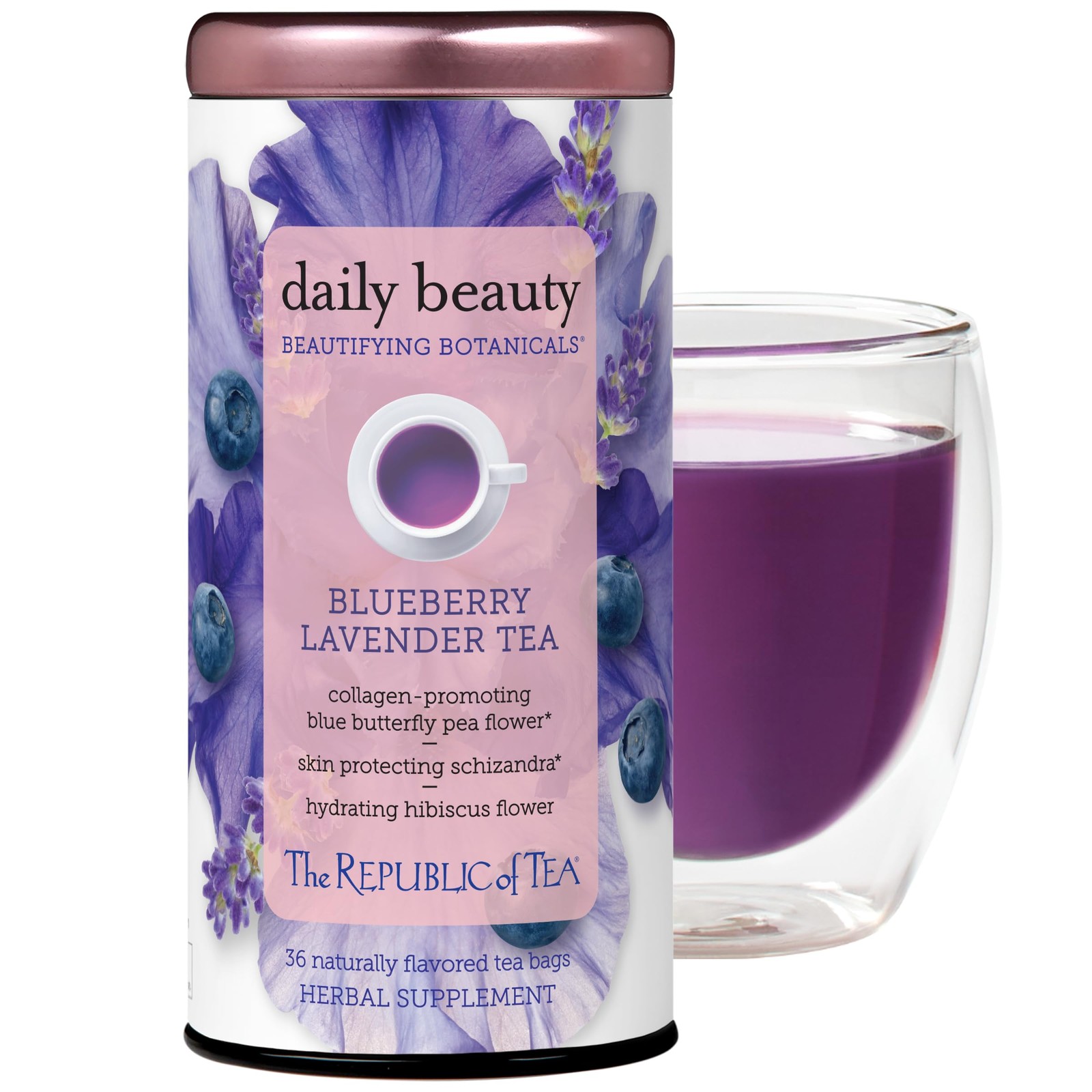 The Republic of Tea – Beautifying Botanicals® Daily Beauty Blueberry Lavender…