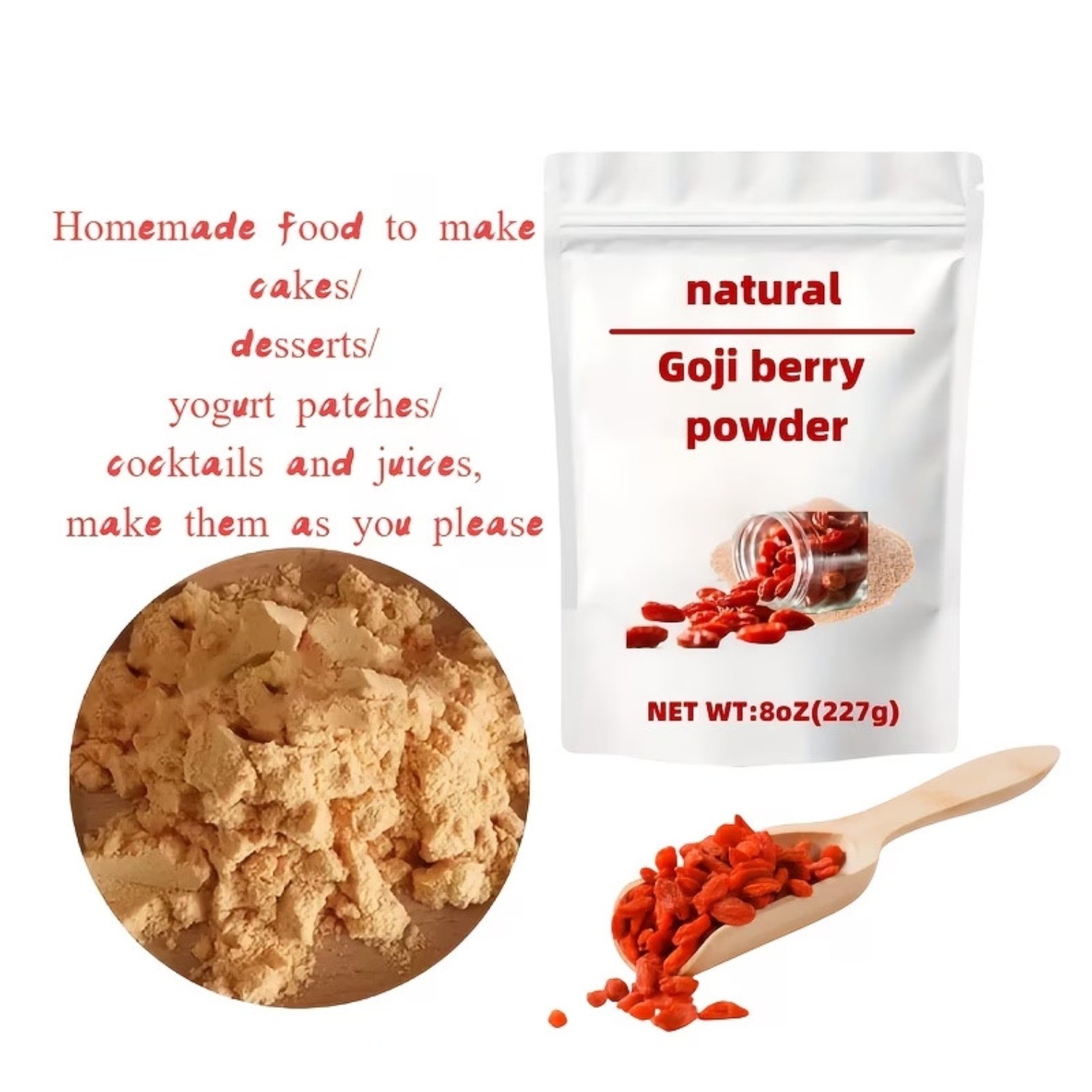 Natural High-Quality Goji Berry Powder Fine Texture and Rich Flavor Vegan