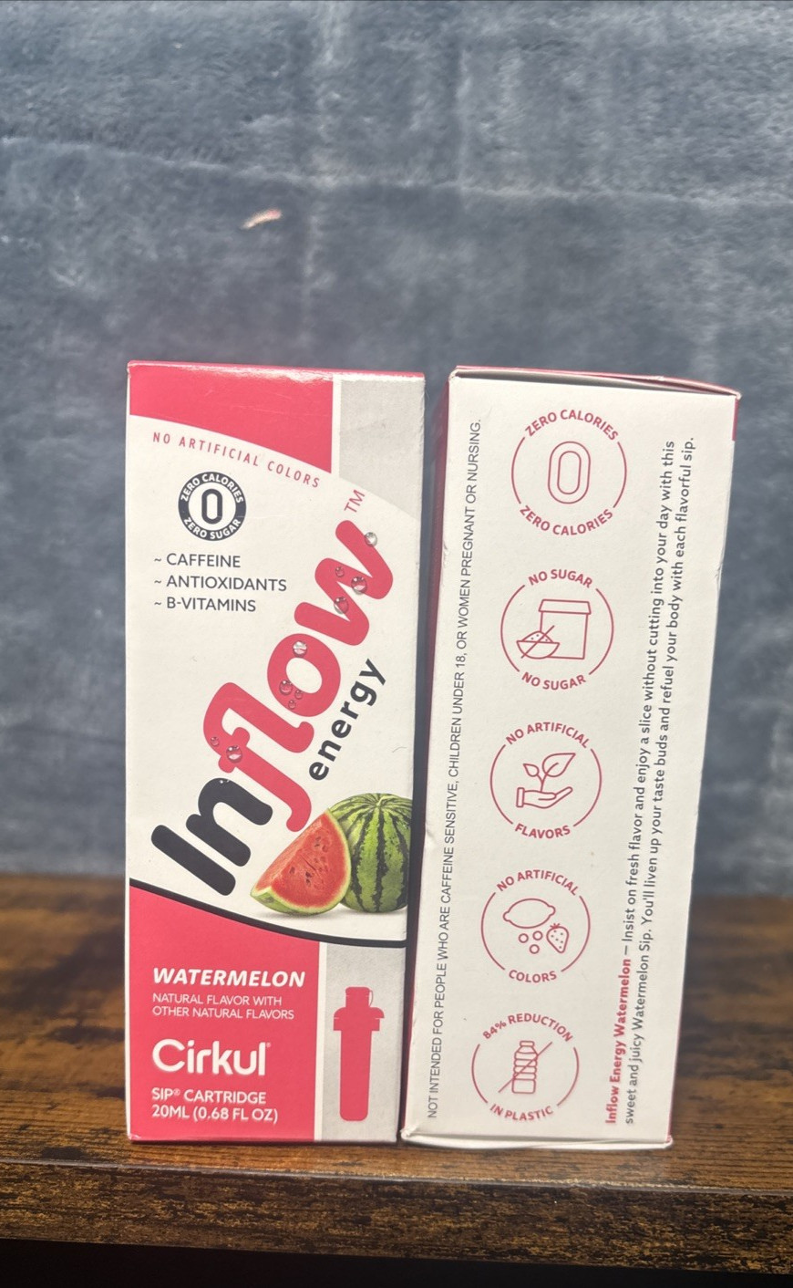 Cirkul Flavor Sip Cartridge x2 Lot Inflow Energy Watermelon w/ Caffeine & Vit-B