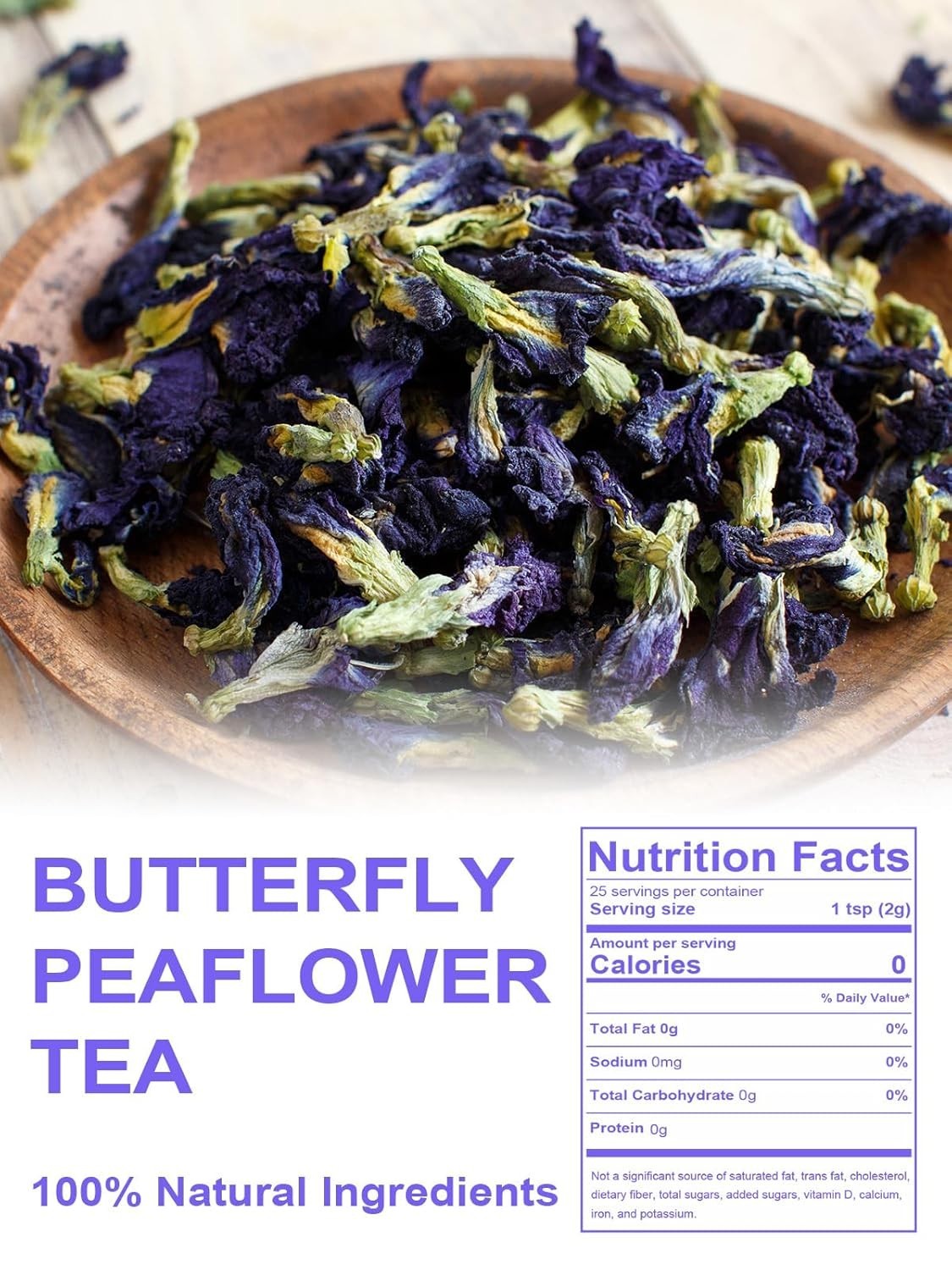 1.76 Oz Butterfly Pea Flower Tea – Natural & Versatile Food Colorant