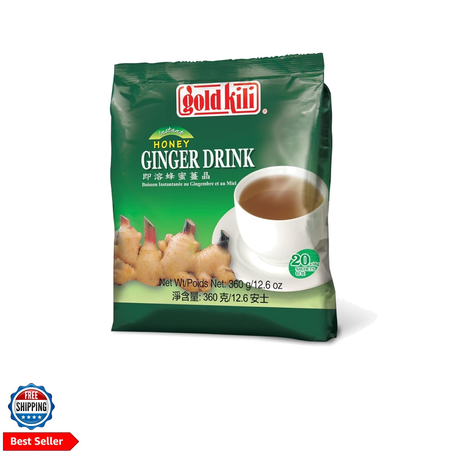 Instant Ginger Beverage, 0.63 Ounce Pack of 20