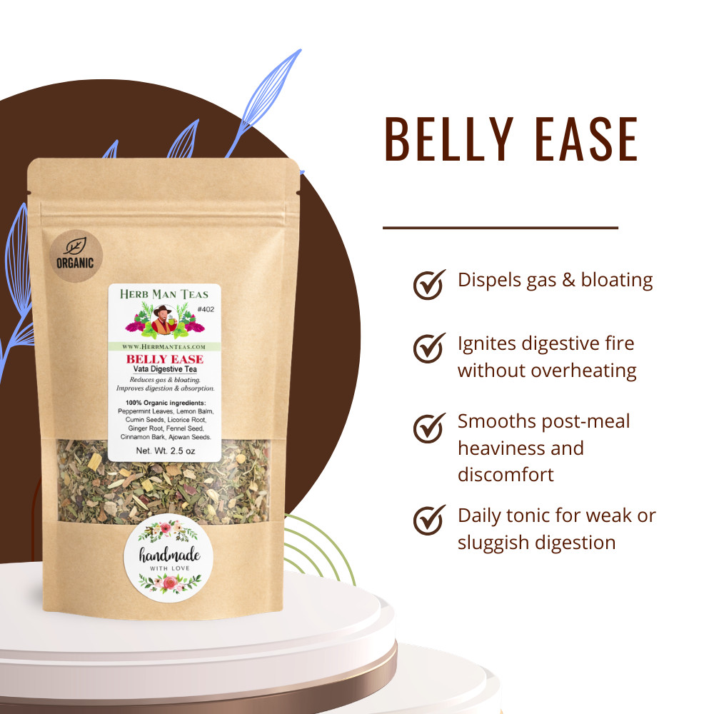 BELLY EASE- Digestive Tea for gas, bloating, weak digestion by Master Herbalist