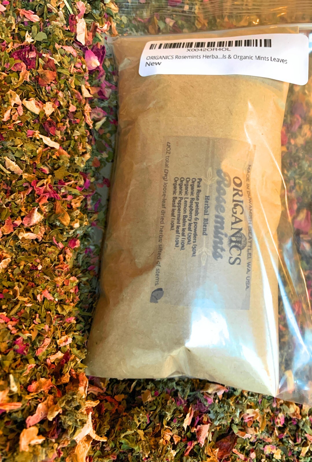 ORIGANICS Rosemints Herbal Blend (1.05oz/30g, Loose-Leaf) Stemless, Cut & Ground