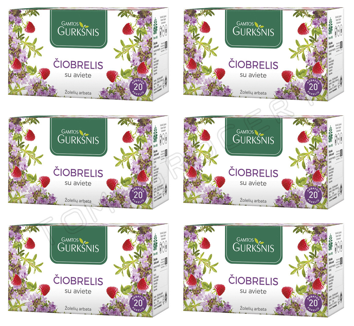 6 BOXES NATURAL HERBAL THYME & RASPBERRY TEA Infusion 120 servings
