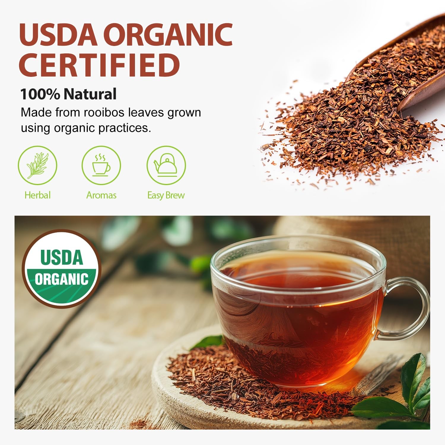 Soeos Organic Rooibos Tea, 100 Teabags, Naturally 100 Count (Pack of 1)
