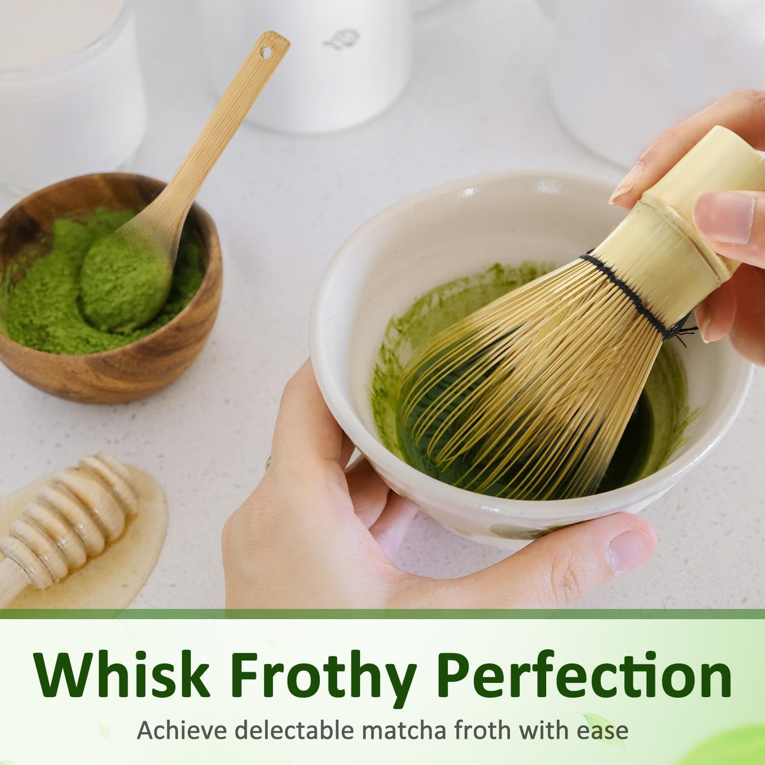 12 Pcs Bamboo Matcha Whisk Set – 100 Prong Traditional Chasen for Ceremonial Tea