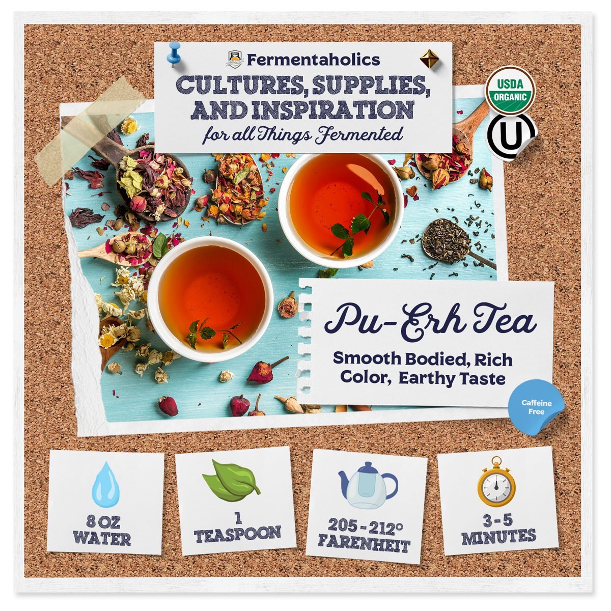 Fermentaholics USDA Certified Organic Loose-Leaf Pu-Erh Tea – 4 oz