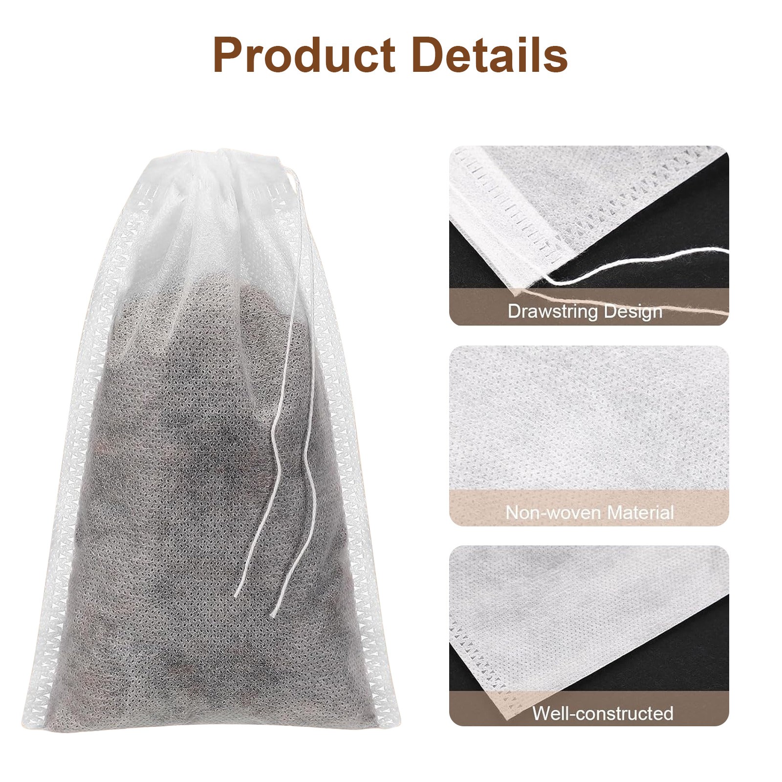 300×Disposable Drawstring Filter Bag – Biodegradable Tea Compostable 3.94″x5.9″