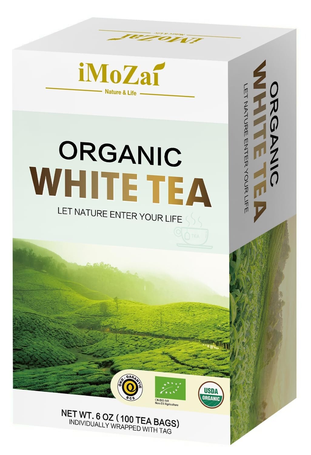 USDA Certified Organic White Tea Bags – 15-20mg Caffeine, Individually Wrapped