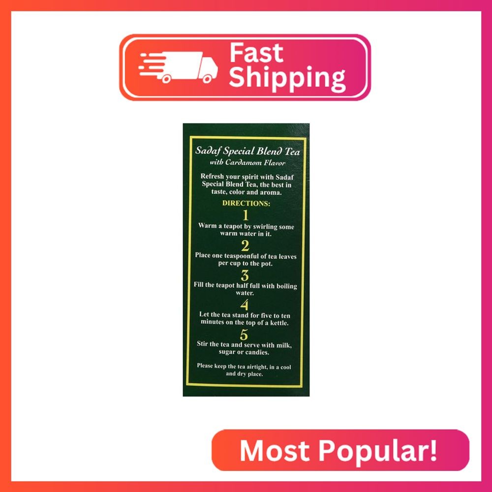 Sadaf Cardamom Tea Loose Leaf Box 16 oz – Special Blend Cardamom Ceylon Black Te