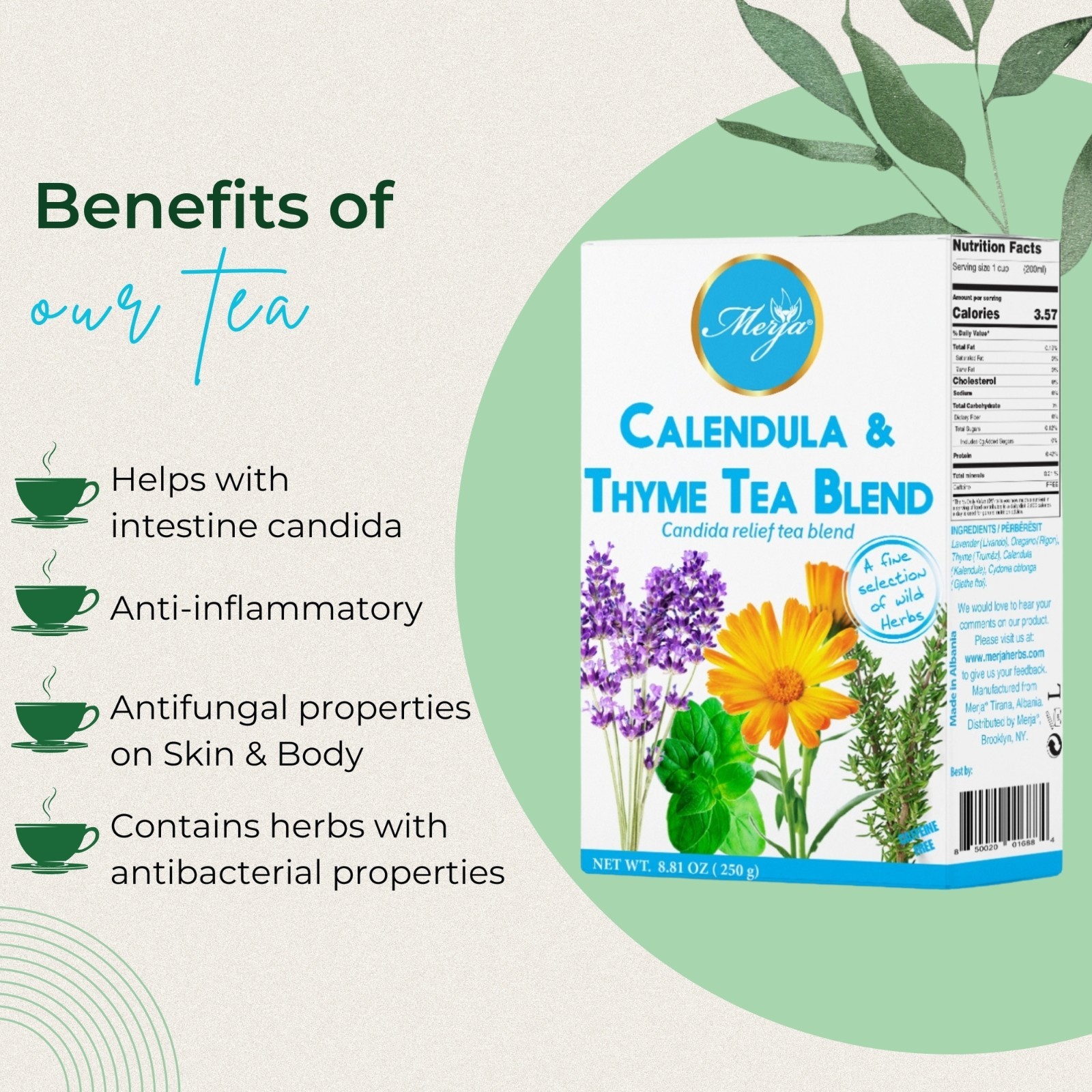 Calendula & Thyme Tea Tea – Candida Relief Tea – Loose Tea – 100% Natural Tea