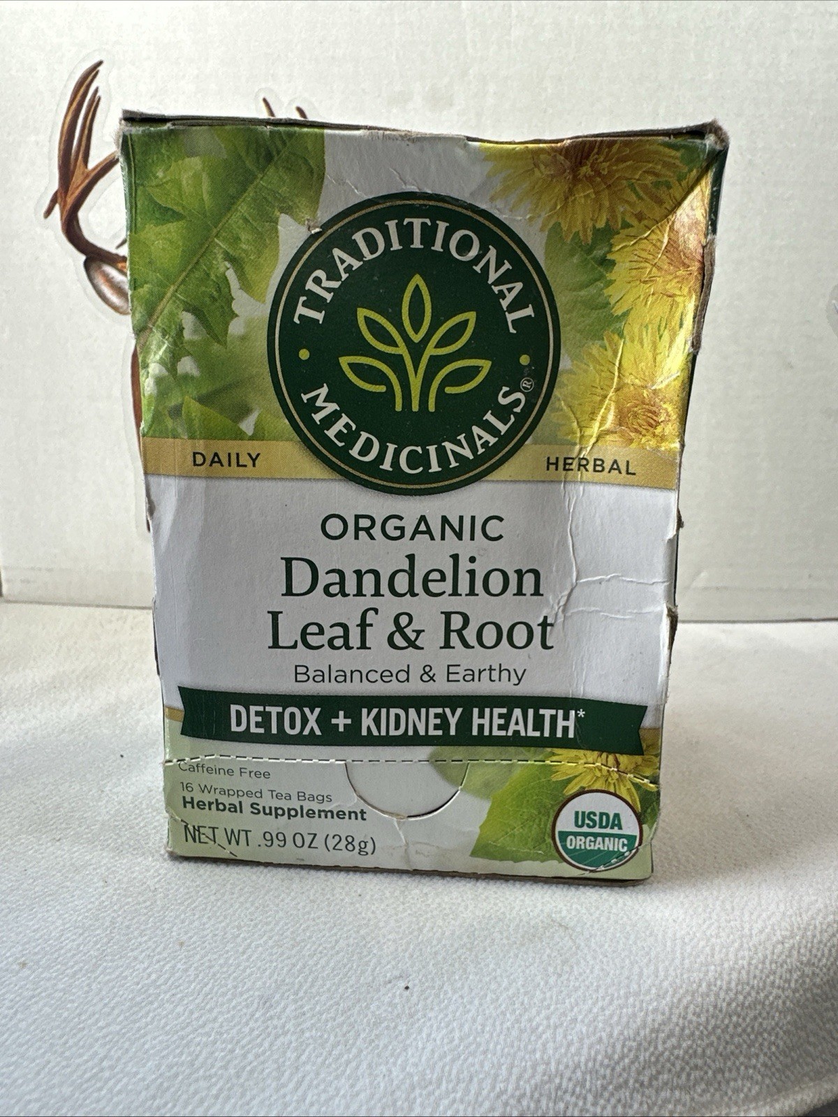 Organic Dandelion Leaf And Root Tea Caffeine Free 16 Ba Exp.11/27 FREE SHIPPING