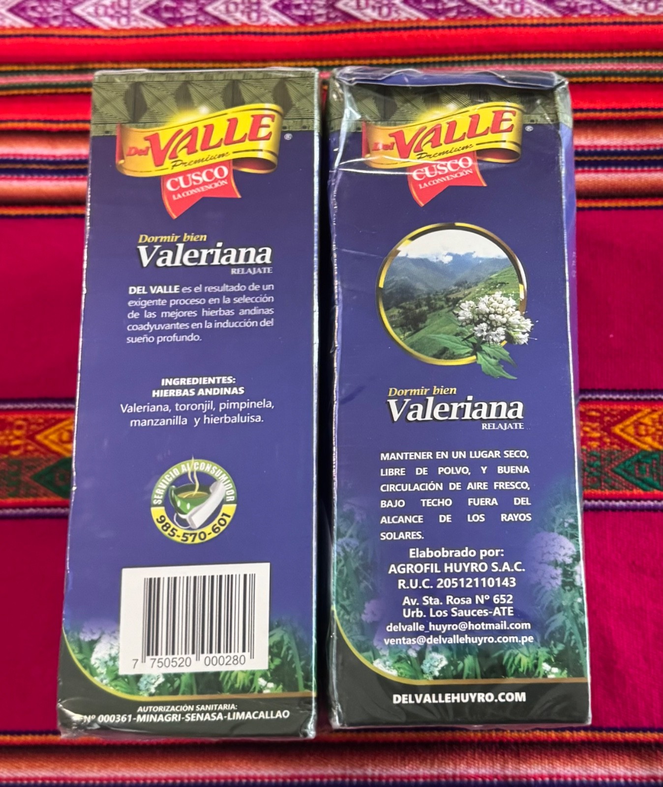 Del Valle Premium Tea Valeriana Relajante Peruvian Tea 200 bags 2 Sealed boxes