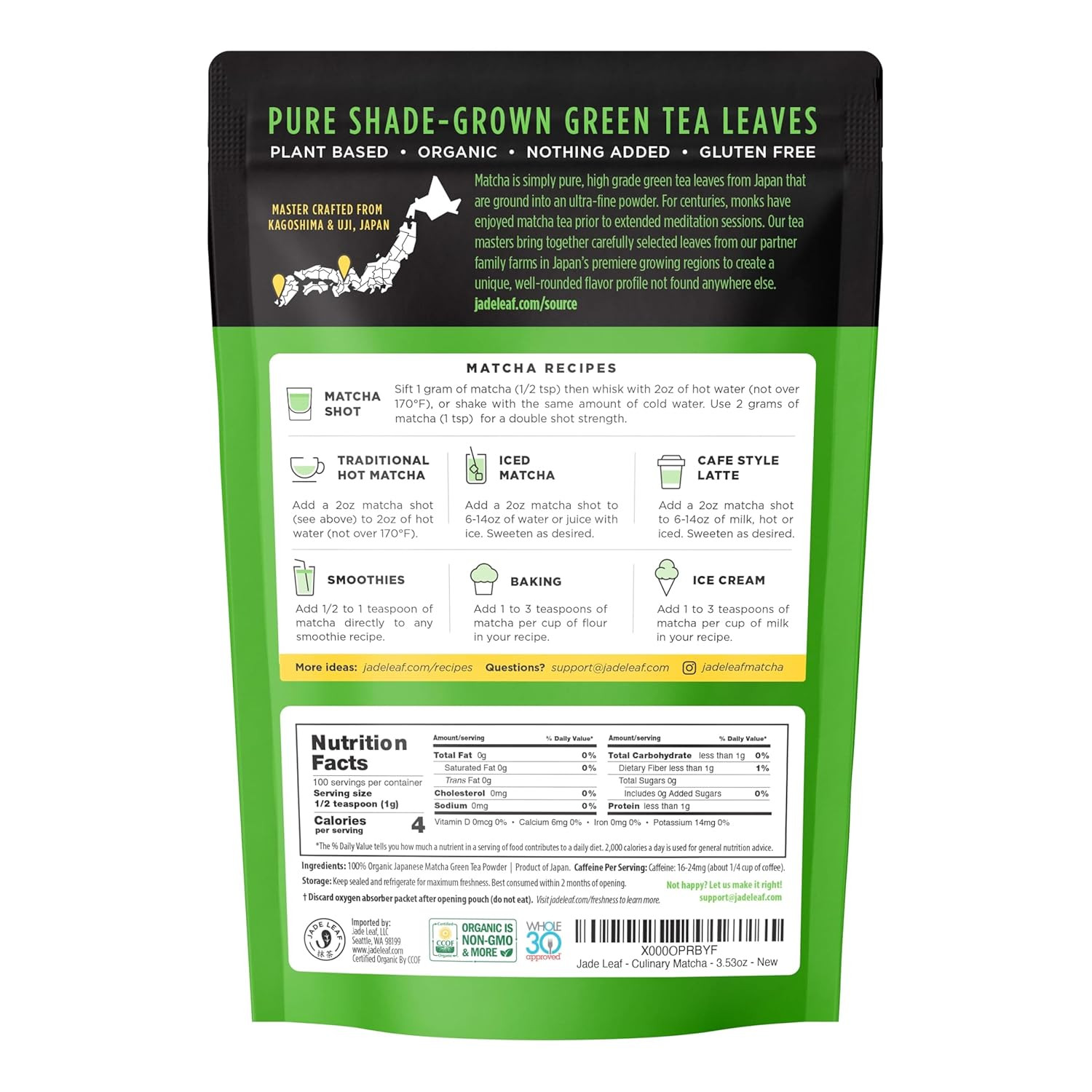 Organic Culinary Grade Matcha Powder – Premium Second Harvest – Authentic Japane