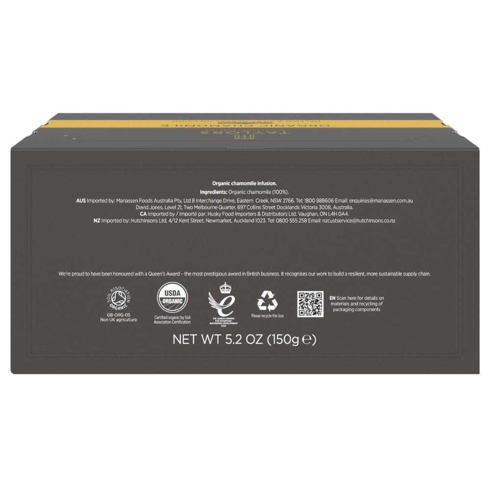 Organic Chamomile, Herbal Tea, Individually Wrapped Bags, 100 Count (Pack of 1),