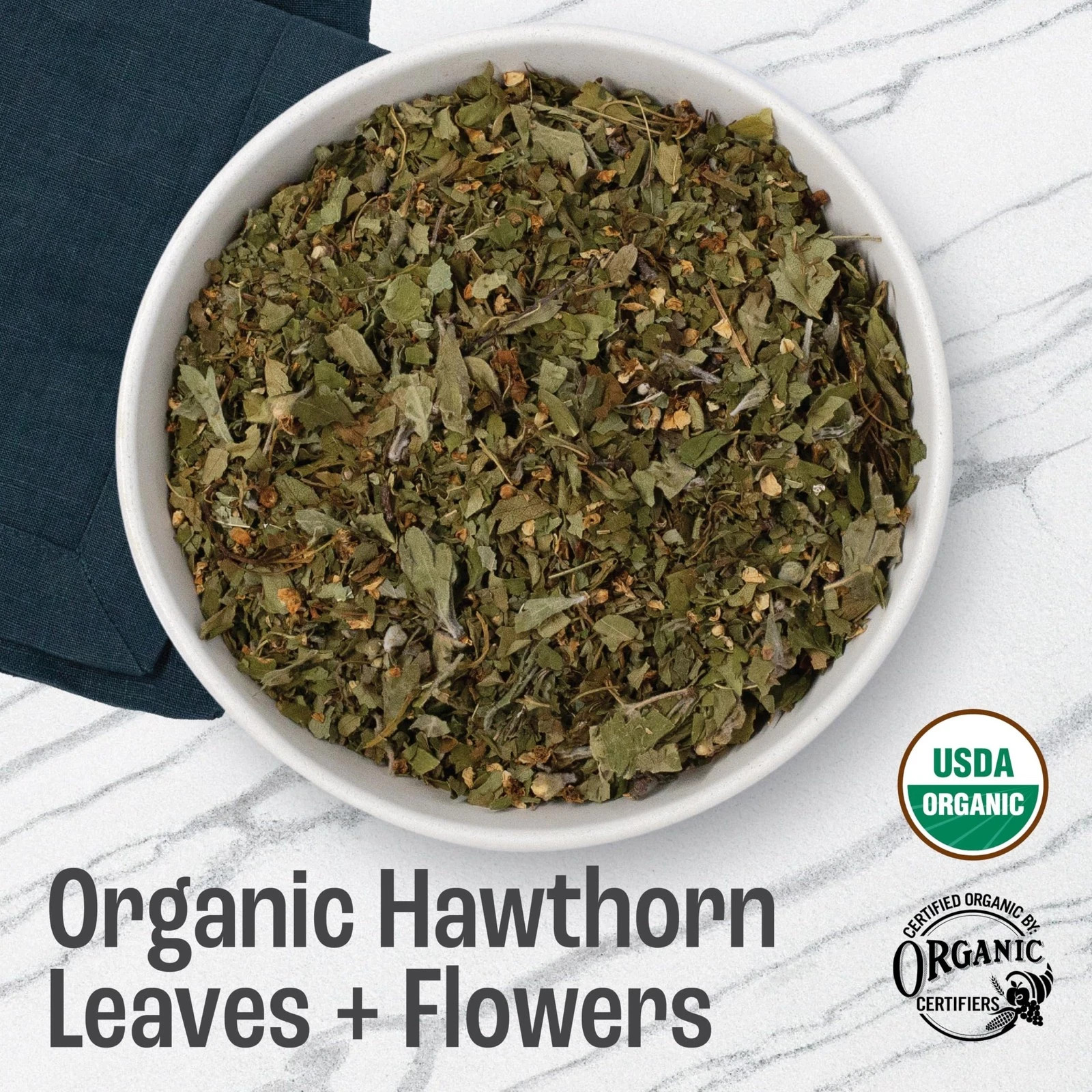 J MAC BOTANICALS Organic Hawthorn Leaves and Flower 8 oz Dried Hawthorne leaf…
