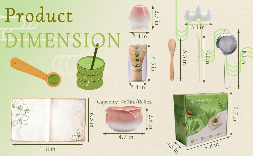 8 Pcs Matcha Whisk Set Chasen Matcha Whisk Bamboo Bowl with Spout Sifter Spoo…