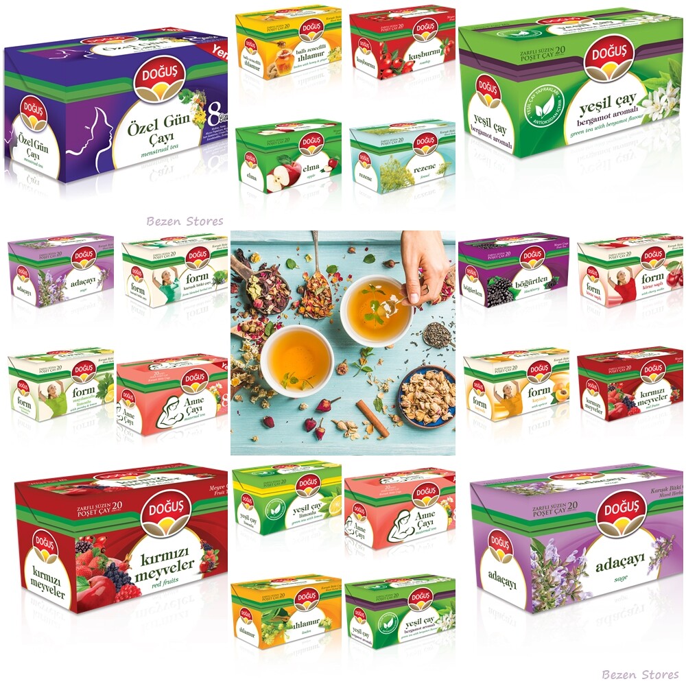 TURKISH MIXED HERBAL TEA, GREEN Tea SLIM HERBAL Tea FRUIT Tea ( 4 Box X 20 Bags)