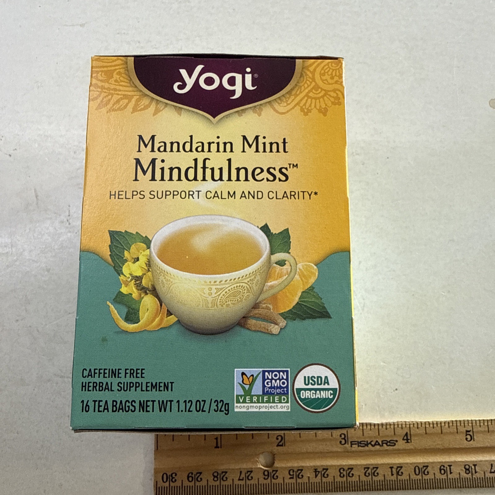 Yogi Tea Mandarin Mint Mindfulness Herbal Supplement Calm Clarity Organic Orange