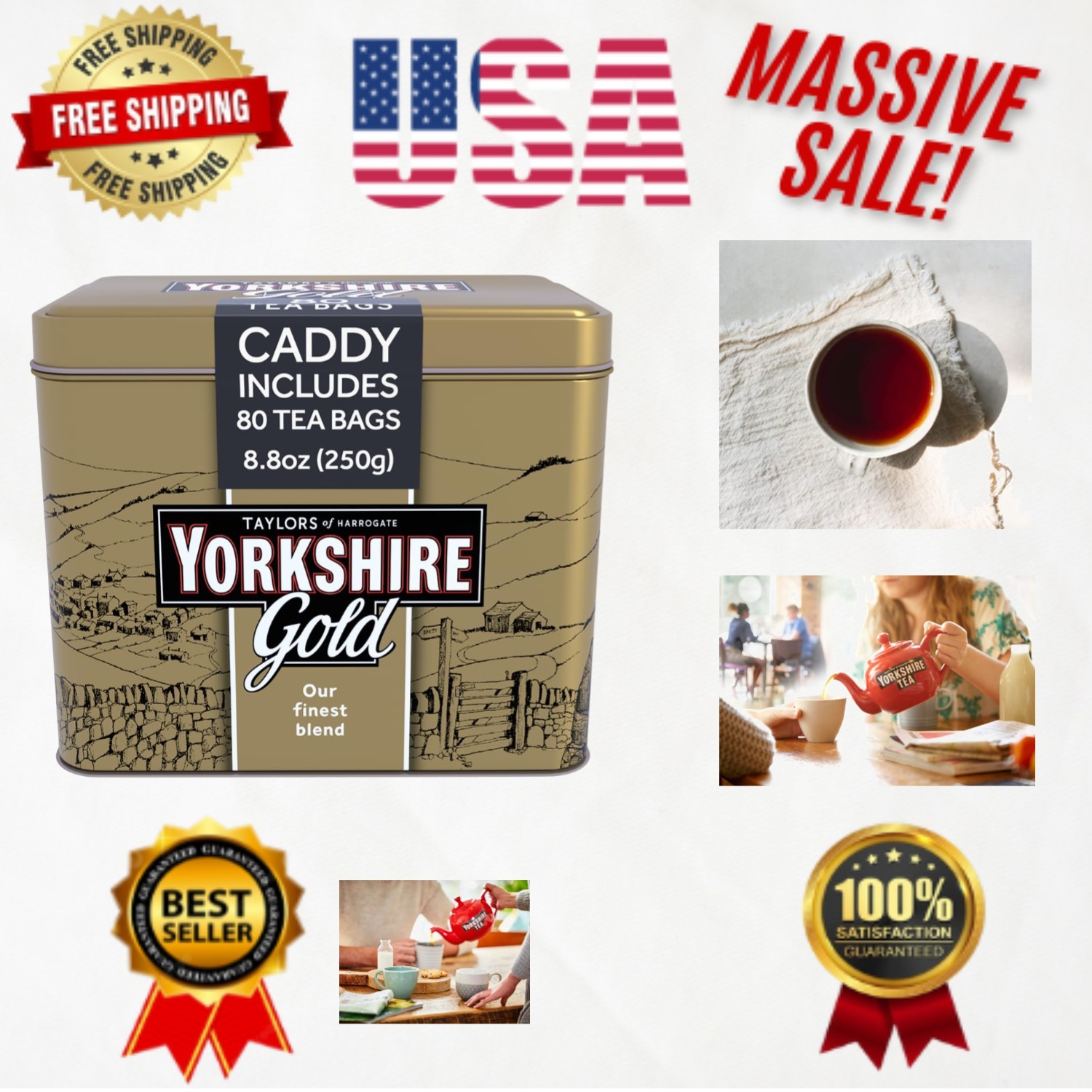 Yorkshire Gold Luxury Tea Collection – 80 Count Teabags for True Connoisseurs