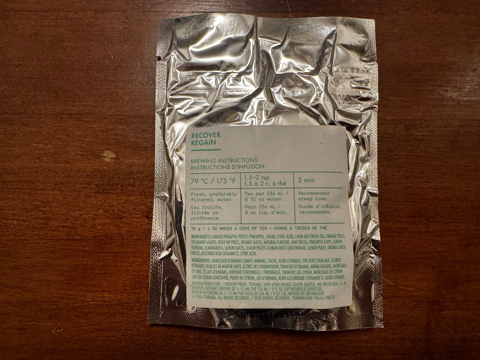 Teavana Tea, Discontinued Loose Leaf, New, Rare! 3 one ounce silver unopened bag