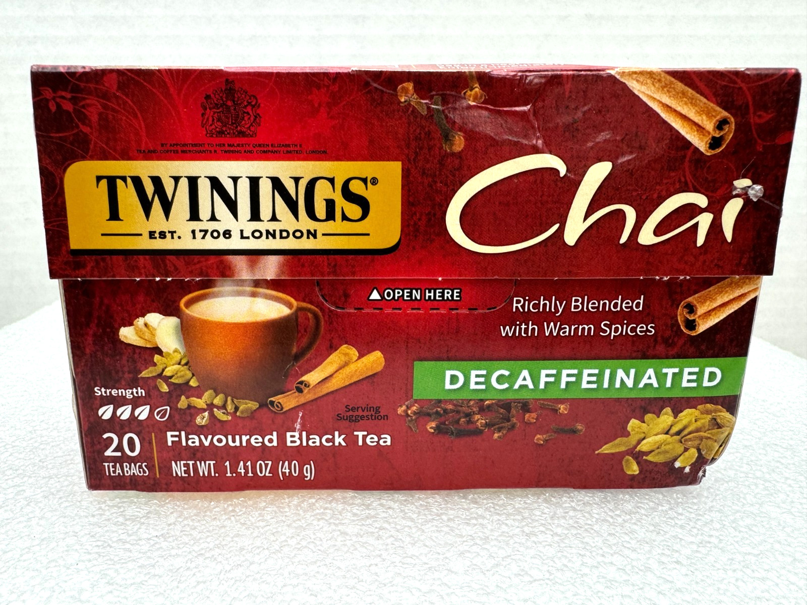 6 bxs (total 120ct) Black Tea Bags Twinings Decaffeinated Chai, BB 2028 READ