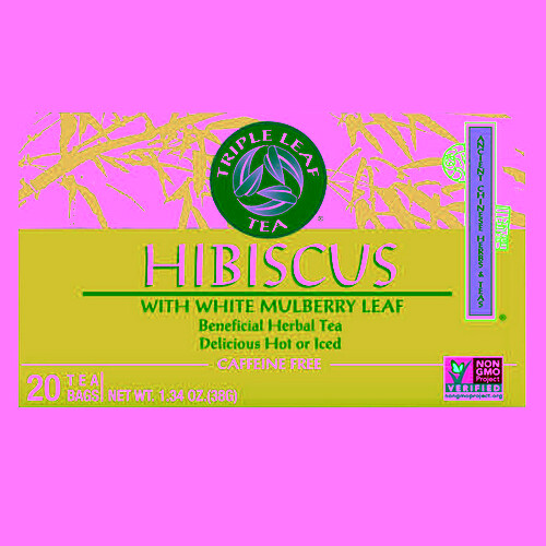 Hibiscus Tea with White Mulberry Leaf 20 Bags By Triple Leaf Tea