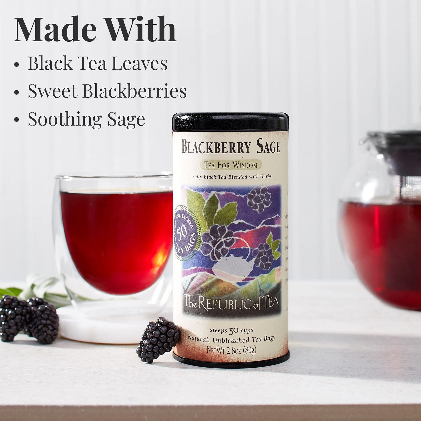 Te Negro Con Salvia Y Mora | 50 Bolsitas De Te, Te Negro Gourmet
