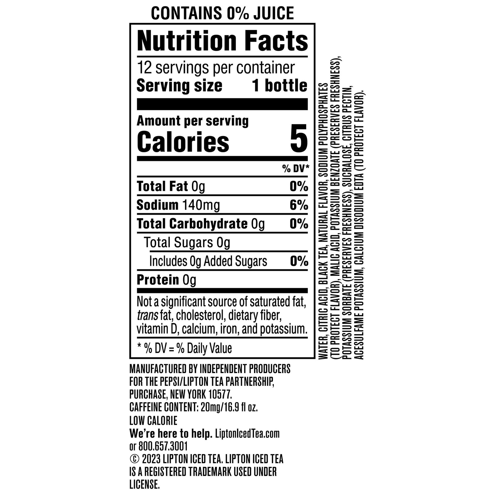 Lipton Peach Flavor Diet Iced Tea, 16.9 fl oz Bottles, 12 Count