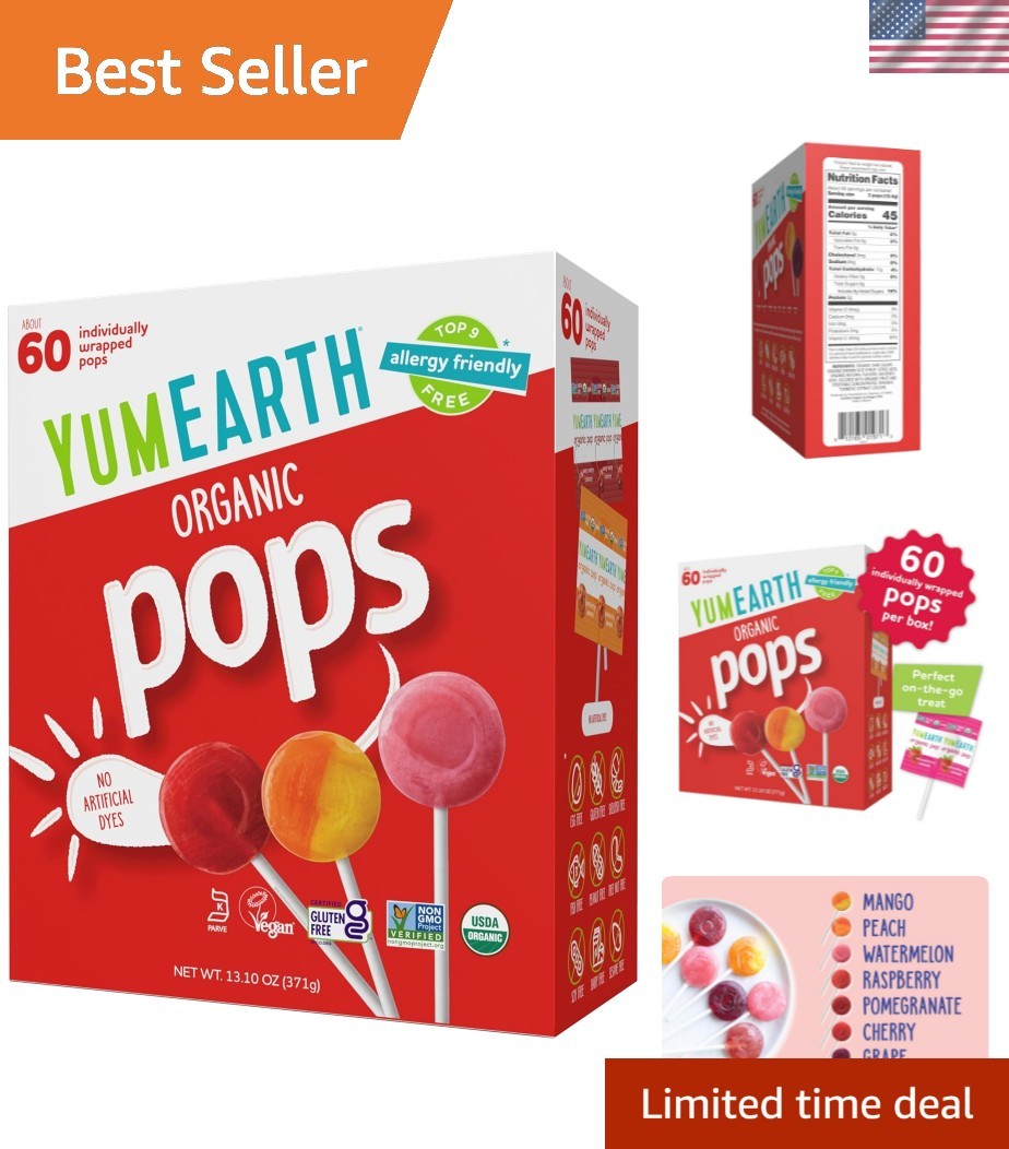 YumEarth’s 60 Count Organic Pops: Delicious Lollipops Free from Allergens