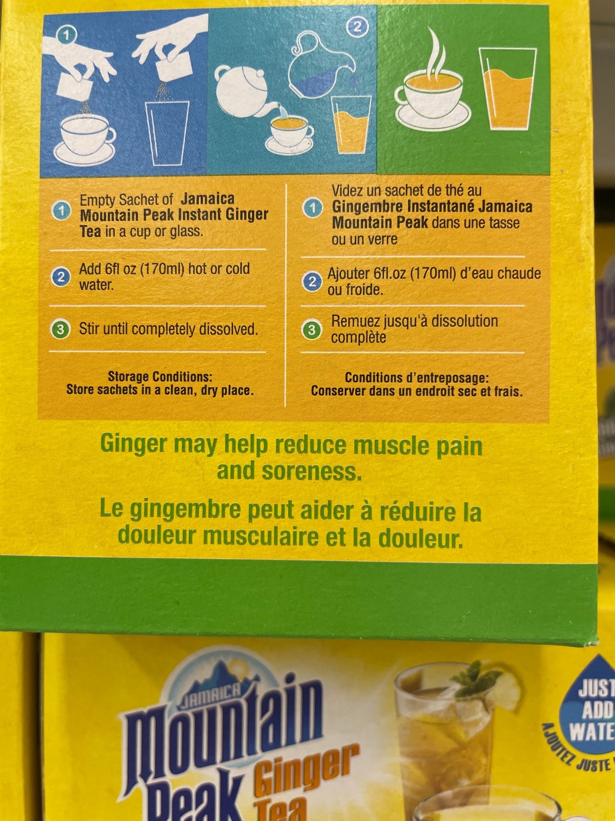 5 Pack Mountain Peak Jamaican Ginger Instant Tea 10 Sachets w/Cane Sugar 0.63 oz
