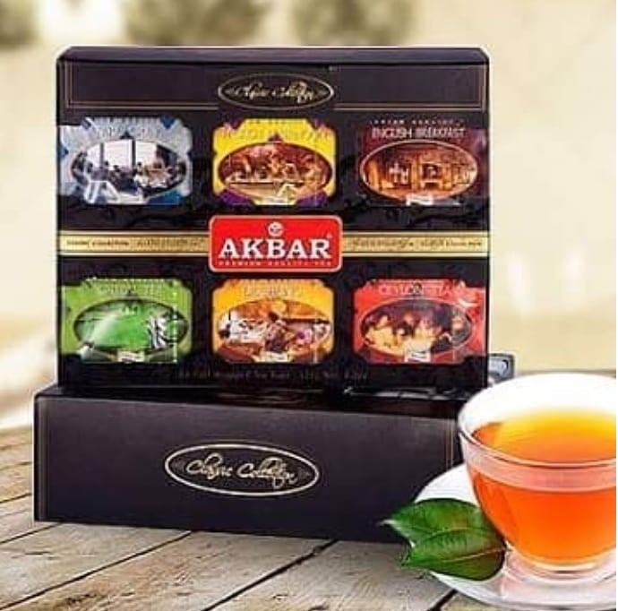 Akbar Classic Collection 60 Foil Tea Bags 115g – 5 Ceylon Tea Varieties Gift Box