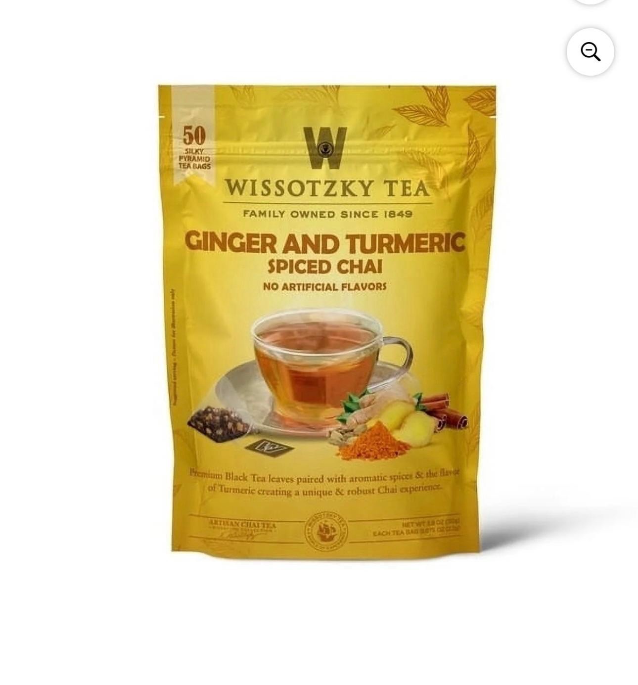 Wissotzky Tea Ginger Turmeric Spiced Chai – Pack of 50 Tea Bags