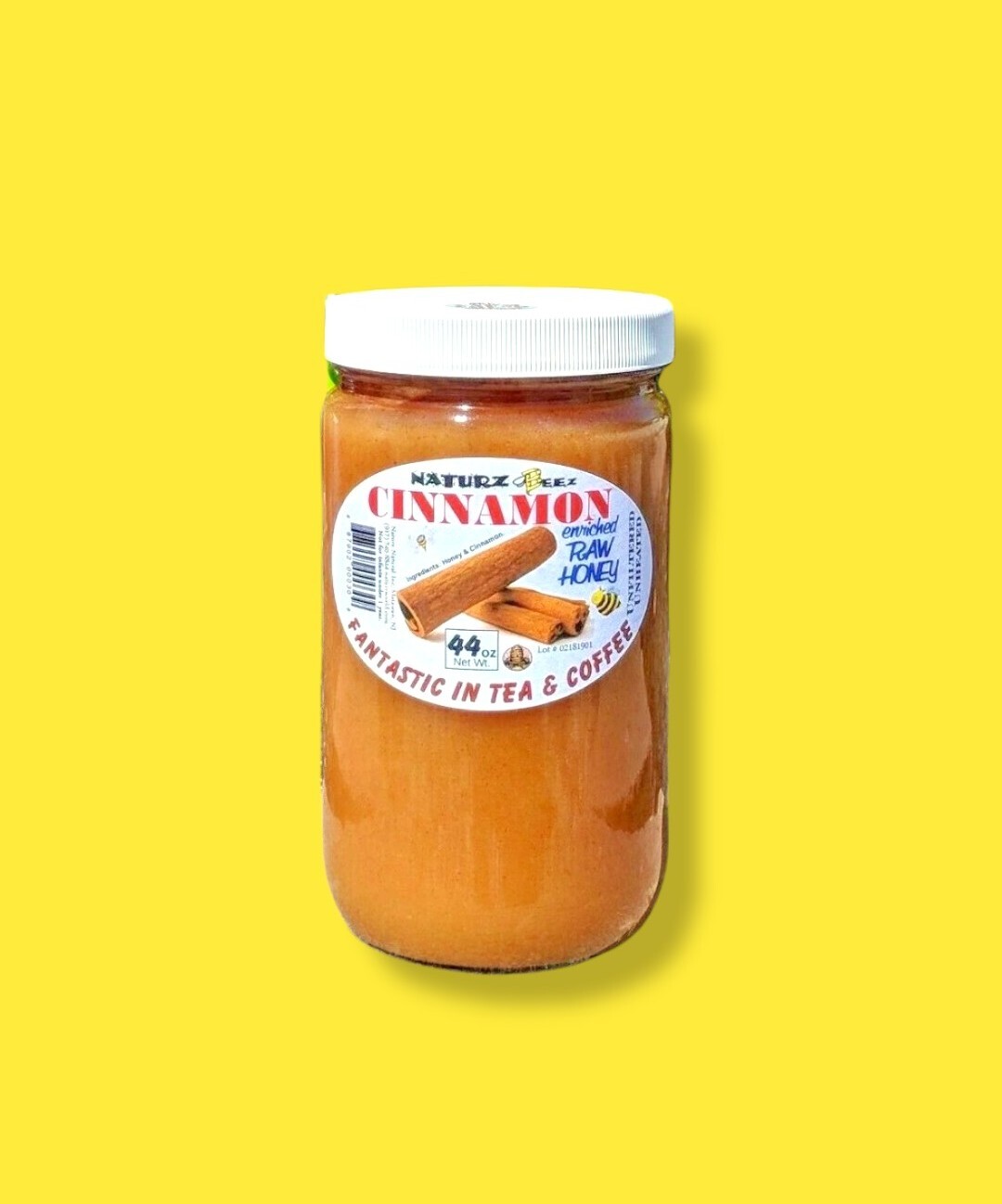 RAW HONEY and CINNAMON 2.75 Lbs / 44oz 100% PURE USA HONEY Glass Jar