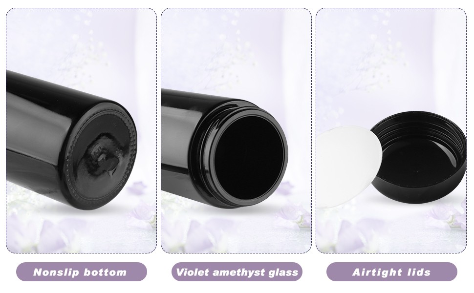 2 Pack Black Ultraviolet Glass Jar Empty Airtight Storage Jar UV Protection