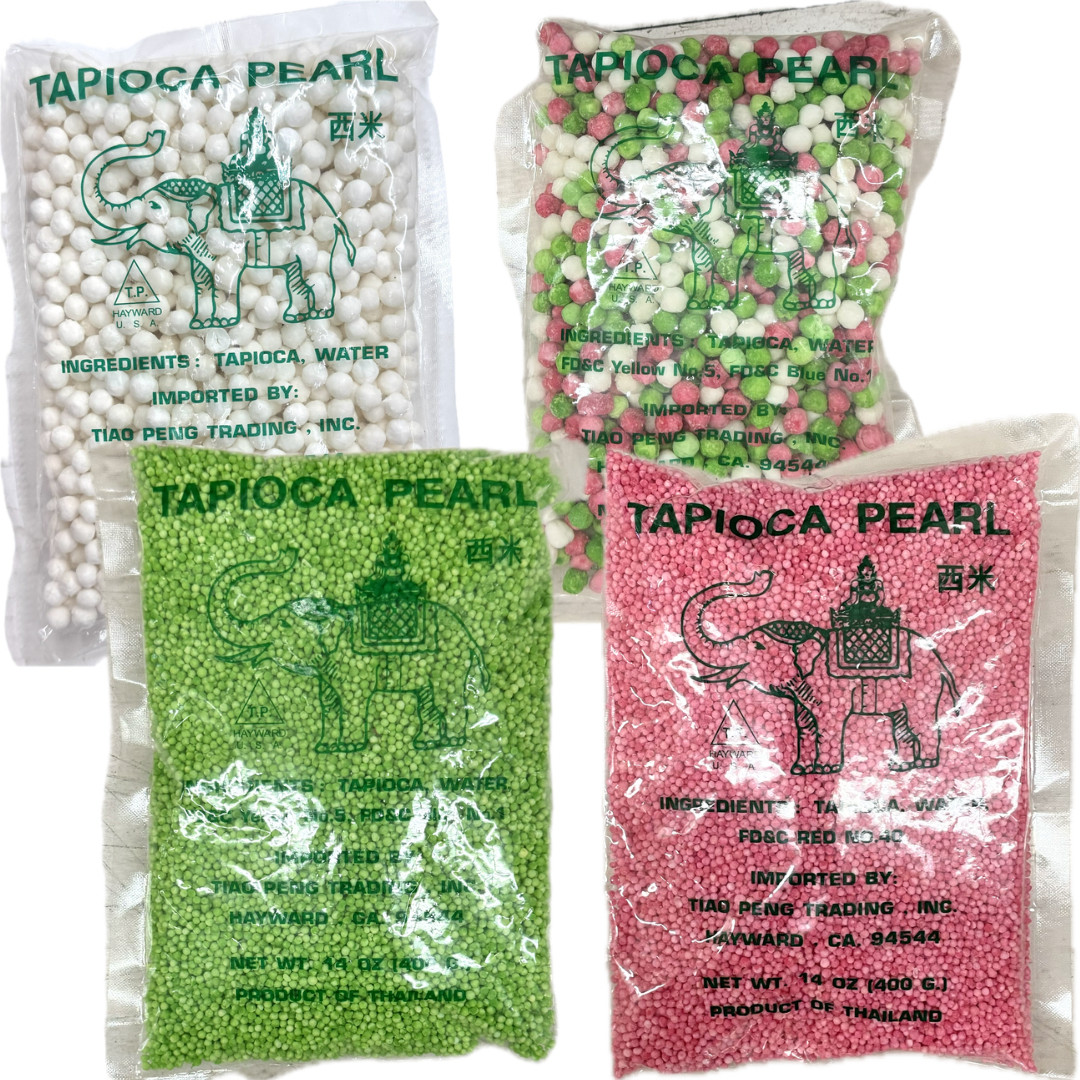 T.P. Brand White Large Tapioca Pearl Boba 14oz (400g) Bag – Product of Thailand