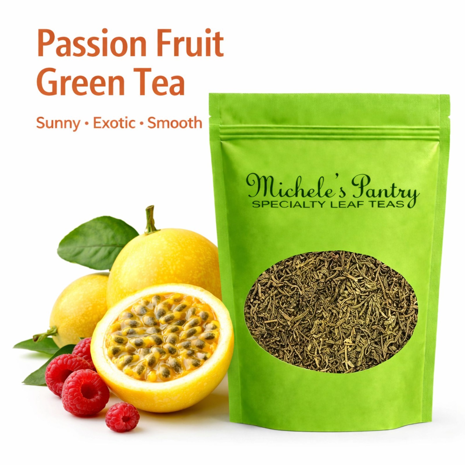 Michele’s Pantry Passion Fruit Bulk Green Tea-16 oz. Loose Leaf Tea