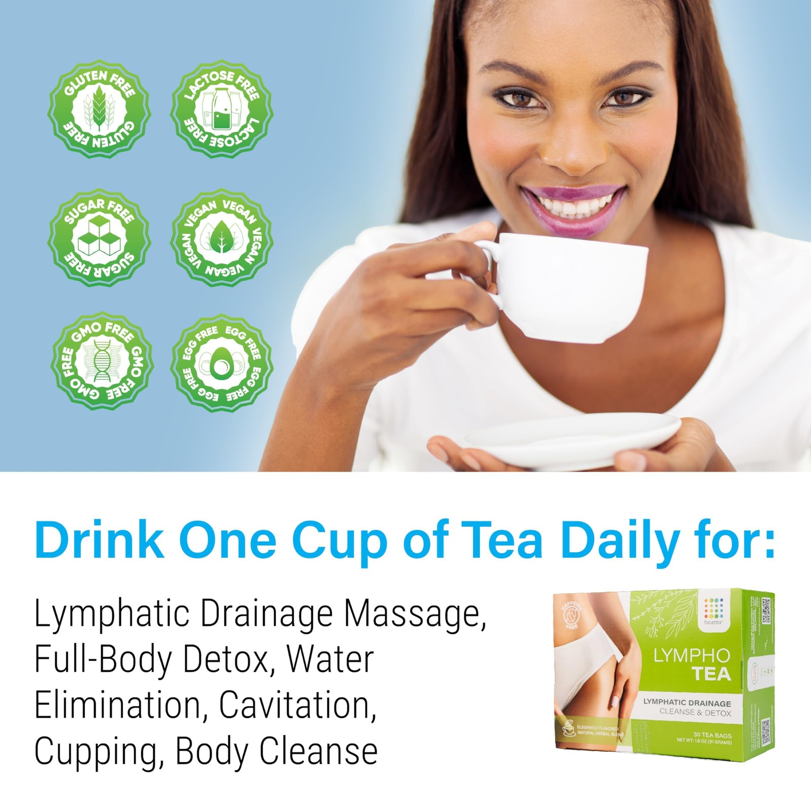 Bruizex Lymphatic Natural Herbal Tea, Lymphatic Drainage, Ginger Blend for Ly…
