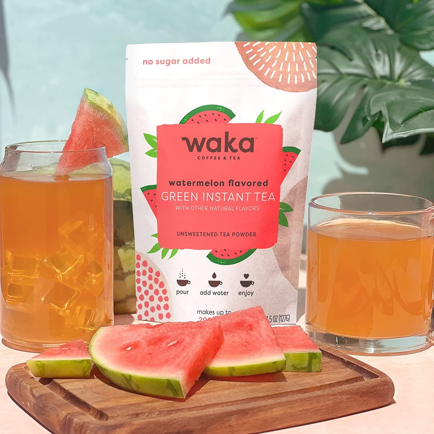 Waka Quality Instant Tea — No Sugar Added & Unsweetened Watermelon Flavored Gree
