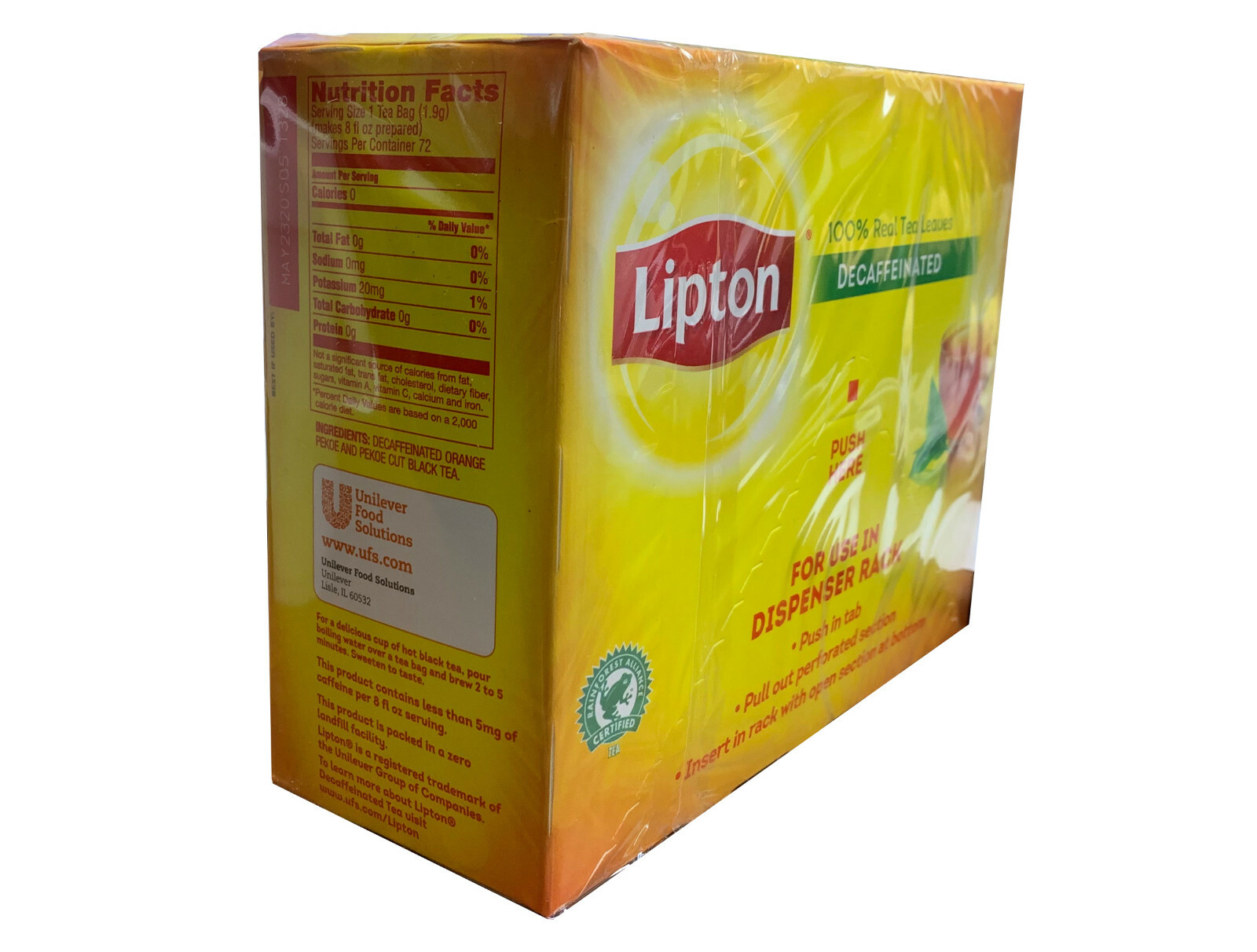 Lipton 100% Natural Decaf Tea (2 boxes/144 tea bags) Black & Orange Pekoe