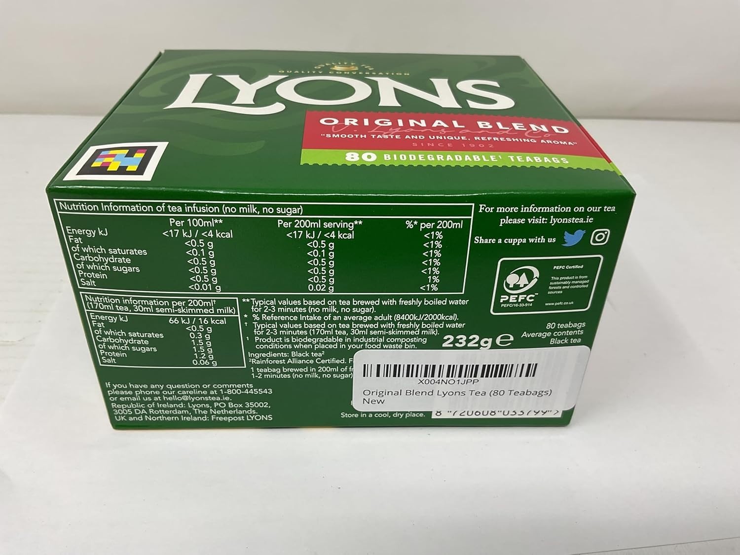 Lyons Original Blend Black Tea – 80 Pyramid Tea Bags (250 g) – Premium Dublin