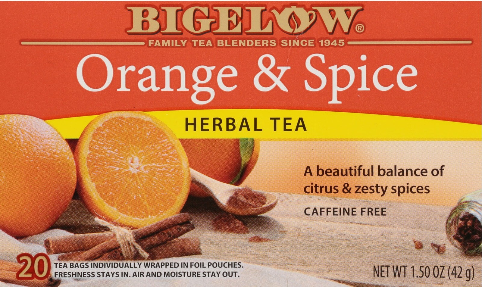 Bigelow Orange & Spice Herbal Tea – 20 tea bags