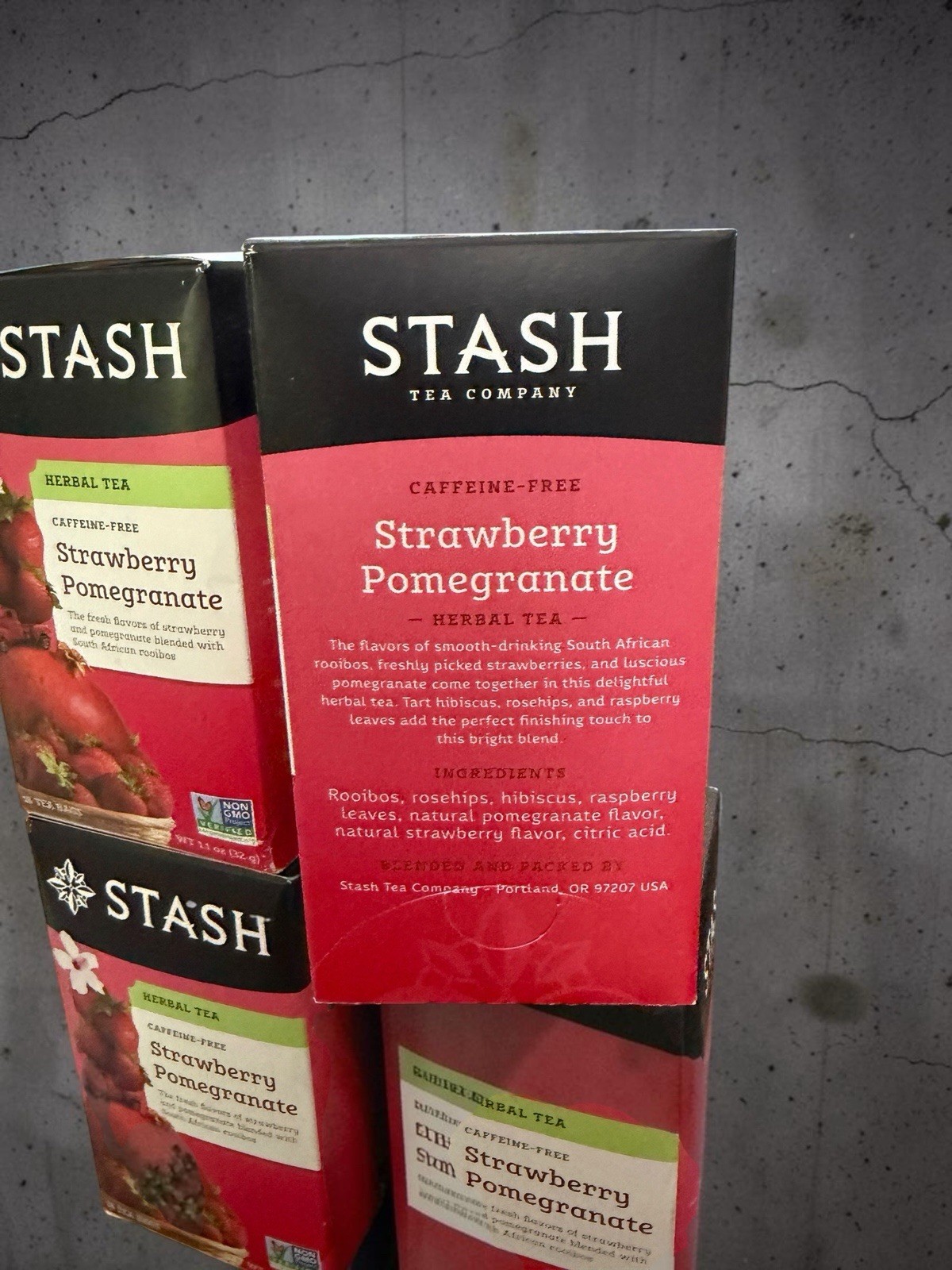 NEW~ STASH Herbal Tea Bags Caffeine Free STRAWBERRY POMEGRANATE 4 Boxes 72 Bags