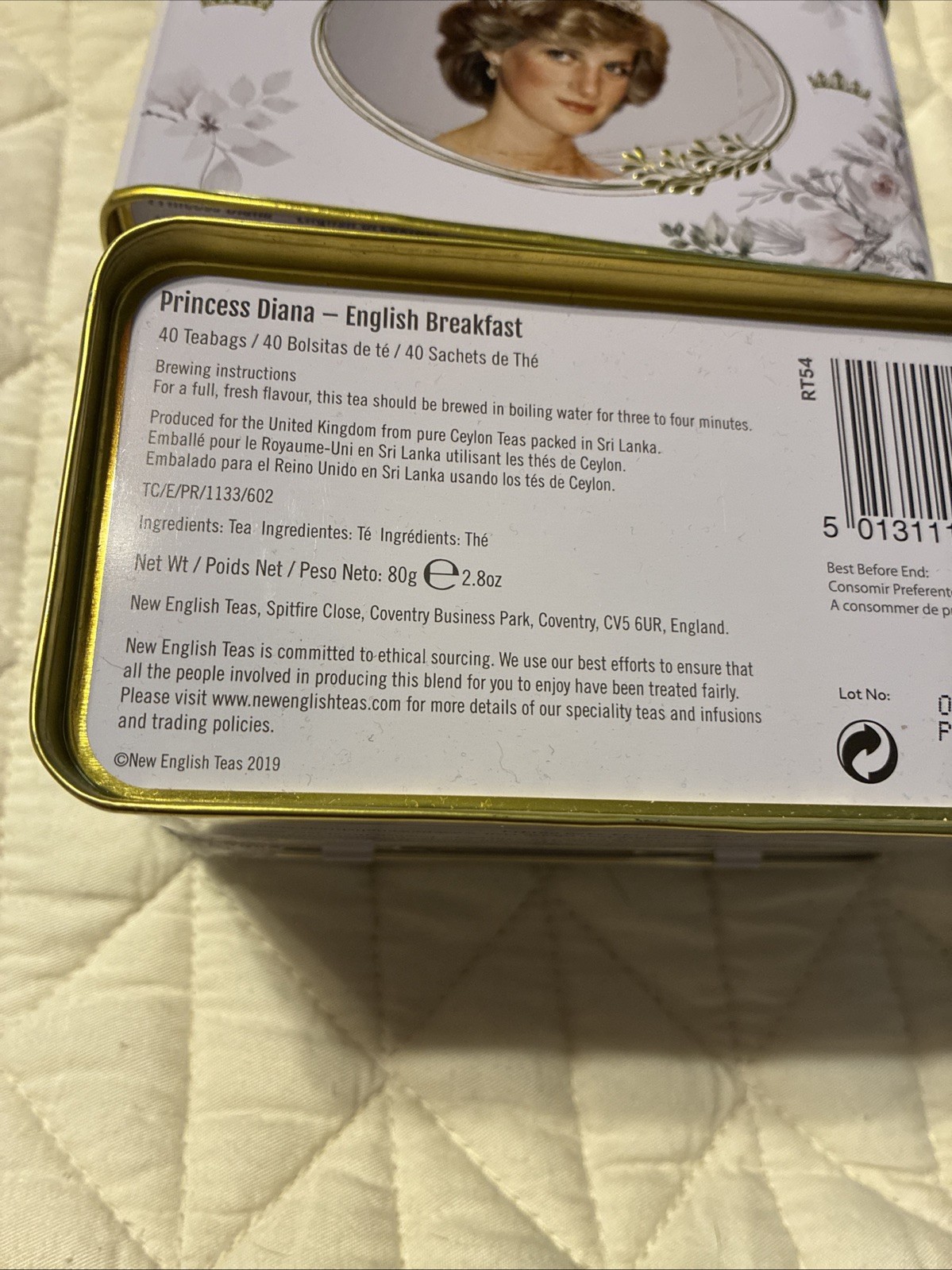 Princess Diana 2 Tins English Breakfast Tea – 40 bags in each – NEW