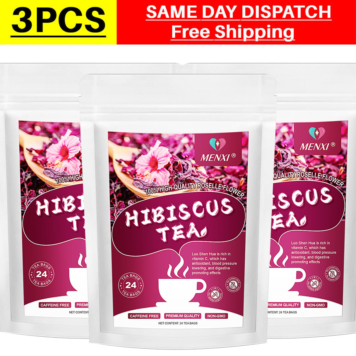 Hibiscus Tea 72 Bags Natural Dried Hibiscus Flower Support Digestion Herbal Tea